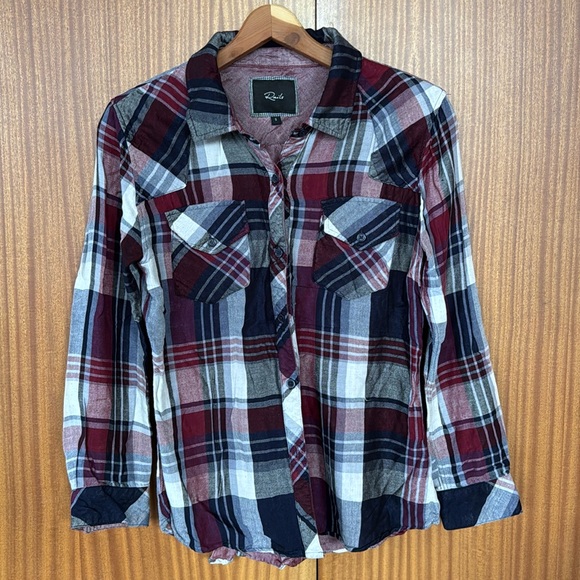 Rails blue and burgundy plaid button down shirt - Picture 1 of 3